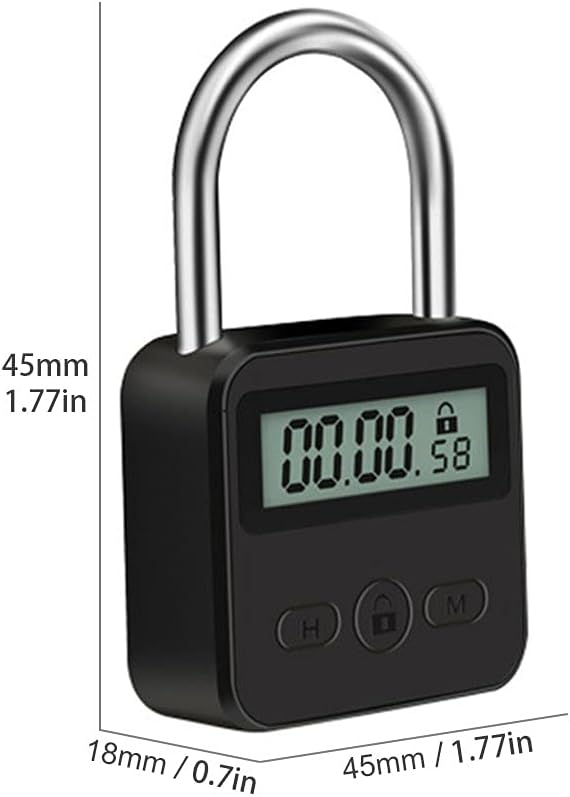 Metal Timer Lock, 99 Hours Max Timing Lock, USB Rechargeable Timer Padlock with LCD Display, Multi-Function Micro Electronic Timer Lock, Heavy Duty Metal Time Out Padlock(Silver)
