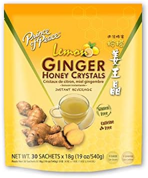 Prince of Peace Instant Lemon Ginger Honey Crystals, 30 Sachets – Instant Hot or Cold Beverage – Easy to Brew Ginger and Honey Crystals