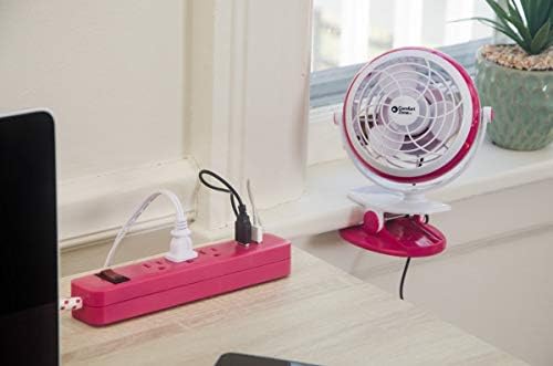 Comfort Zone Dual Base Combo Clip or Desk Fan, USB or Battery Powered, 4 inch, Single Speed Setting, Adjustable Tilt, Lightweight, Ideal for Home, Bedroom, Office, or Dorm, CZBT4GN