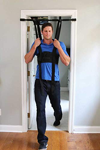 Sit and Decompress Back Stretcher with Pull Up Bar 3 Minutes A Day Lumbar Traction Spinal Decompression - (Large Harness)
