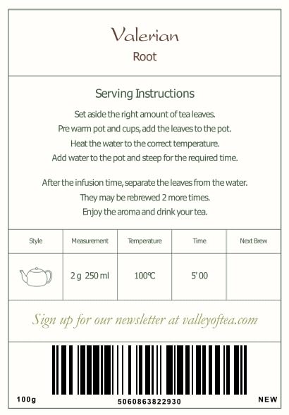 Valerian Root Tea Organic Dried Loose Herb - Warm Evening Infusion