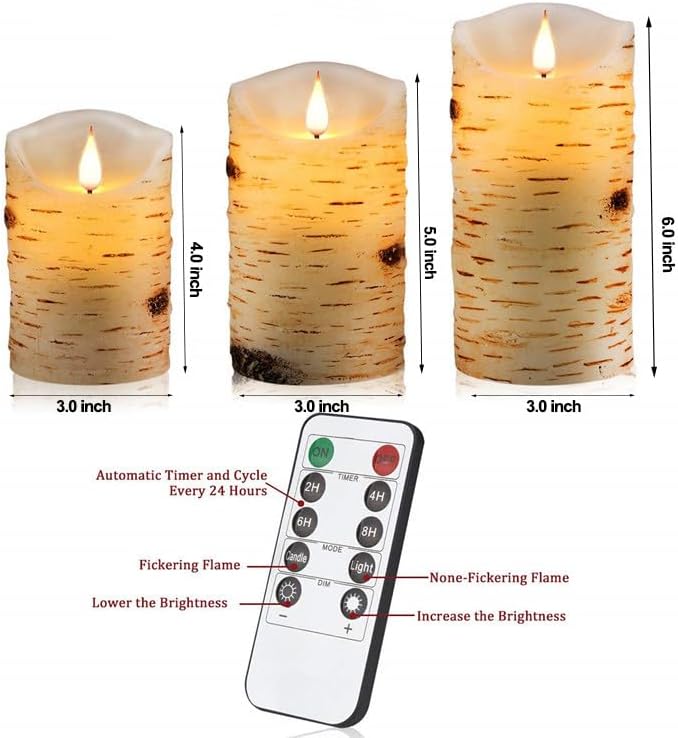 2PACK Outdoor Plastic flameless Candles with Remote Control and Timer, LED Flickering Battery Operated Electric Pillar Candles (D3 xH5.5) for Camping, Weddings, Home Decoration
