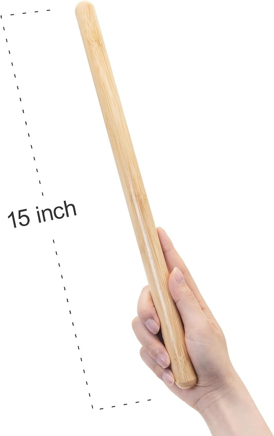 2 PCS Solid Bamboo Massage Stick Set for Body Shaping, Roller Stick, Guasha Sticks, Warm Therapy Tools for Muscle Relaxation