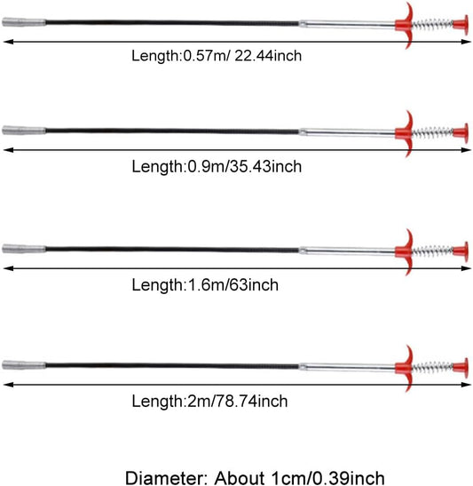 22.44 inch Grabber Reacher Tool, Flexible Grabber Claw Pick Up Reacher with 4 Claws Drain Snake Hair Drain Clog Remover Tool, for Shower, Toilet, Kitchen Sink & Tub(Size:0.57m)