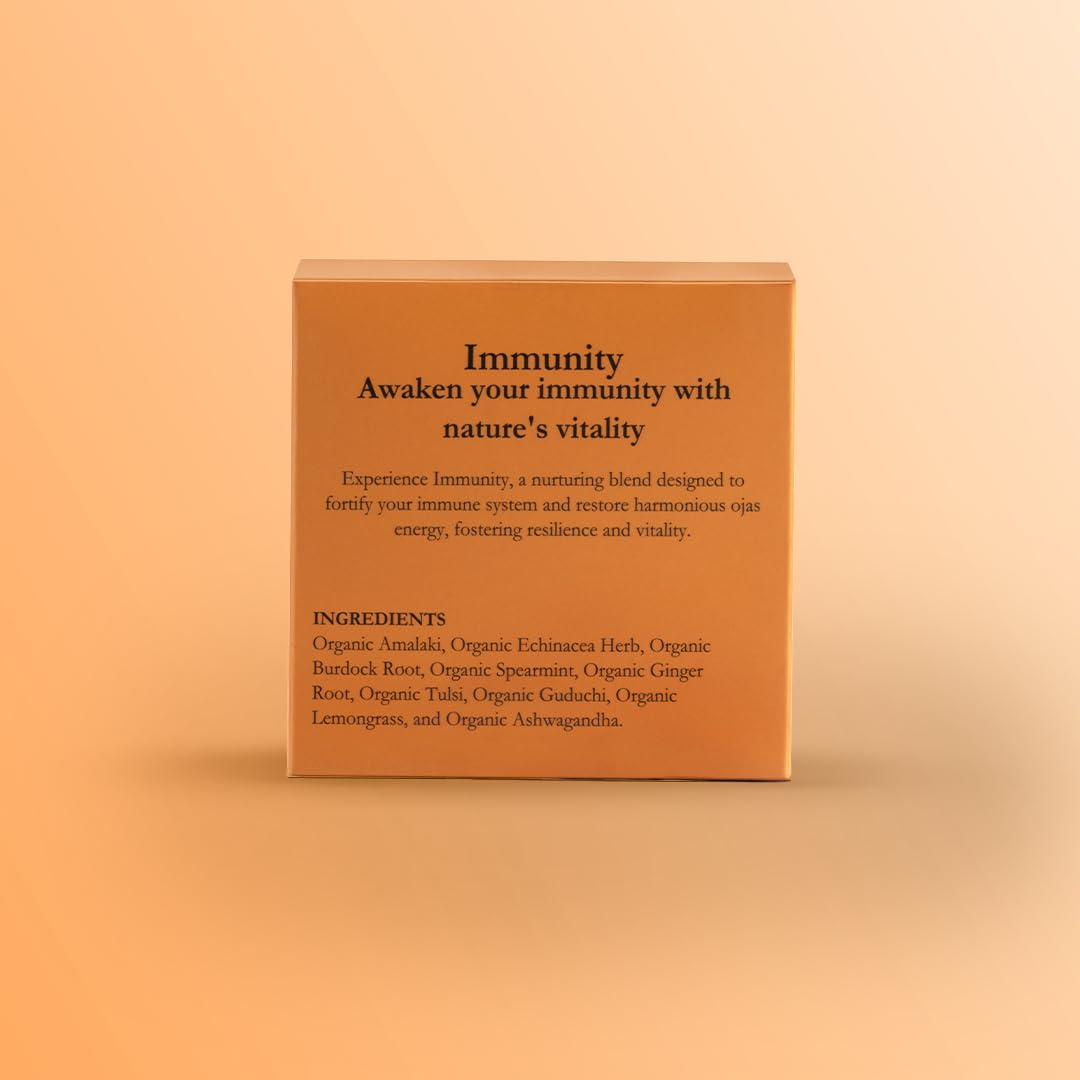DAKSHIN Organic Immunity Tea Bags | Ashwagandha, Amalaki, Echinacea, Tulsi & Guduchi | Ayurvedic Daily Wellness Tea | Caffeine-Free | USDA Organic | 16 Tea Bags