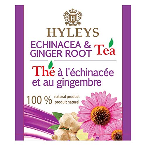 Hyleys Echinacea & Ginger Green Tea, 100% Natural, Vegan, 25 Tea Bags