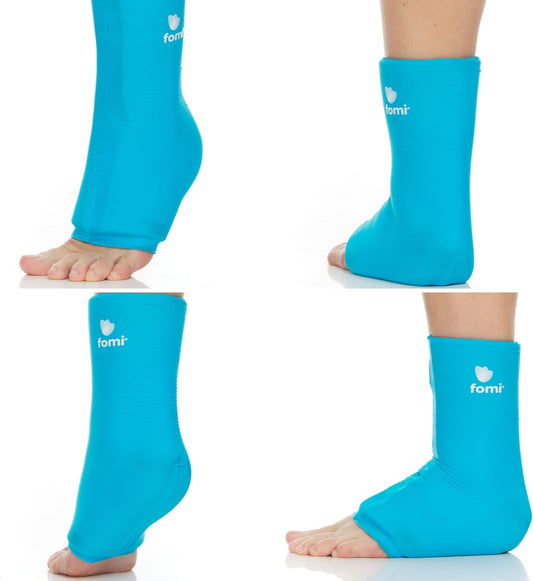 FOMI Hot Cold Ankle Foot Gel Ice Pack Wrap | 2 Pack | Premium Comfort 360 Degree Solid Gel Cooling Compression for Plantar Fasciitis, Heel Spurs, Achilles, Tendonitis, Sore Feet, Gout