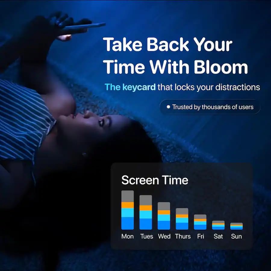 Bloom Card - App Blocker & Screen Time Tool - As Seen On Shark Tank - Subscription-Free Focus Device - Stainless Steel Keycard for iPhone & Android