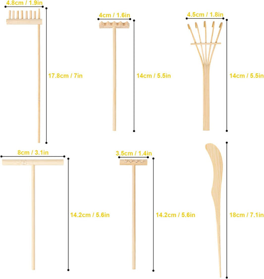 24 PCS Mini Zen Garden Rake Tools, Zen Garden Accessories, Zen Garden Tools Bulk Zen Garden Bamboo Sand Rake Set for Home, Office Decor and Meditation Tools