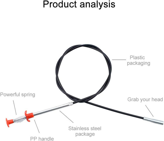 Flexible Grabber Claw Pick Up Tool, 22.4 Inch Long Reach Bendable Hose Reacher with 4 Claws, Slim Mechanical Suction Assist for Sink Drains, Toilet, Sewer, Clogged Hair Removal(0.57m)