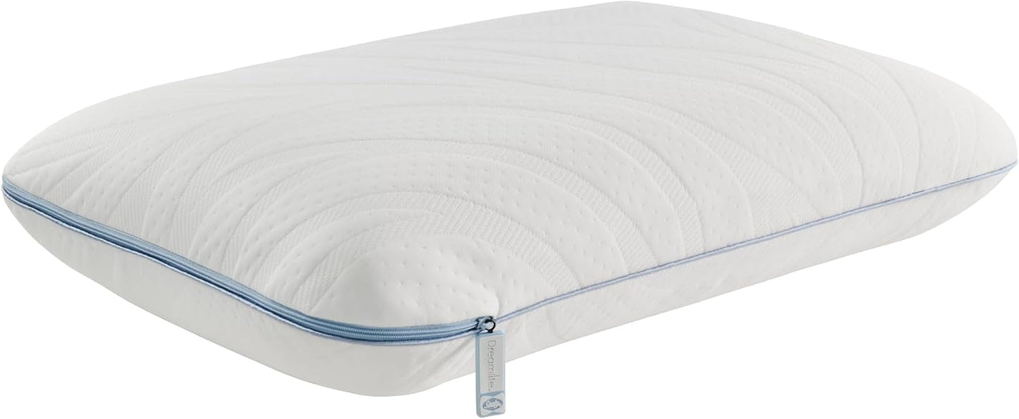 Sealy Dreamlife Queen Size Memory Foam Cooling Pillow with Surface Guard Technology, Removable Machine-Washable Cover, 1 Year Limited Warranty, White (2 Pack)