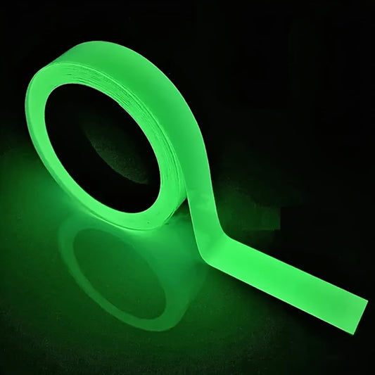 Glow in The Dark Tape 32.8Ft x 0.39Inch - Photoluminescent Self Adhesive Safety Stair Step Marking Tape, Waterproof Luminous Emergency Egress Exit Sign Tape for Walls, Stairs, Stage Floor (Green)