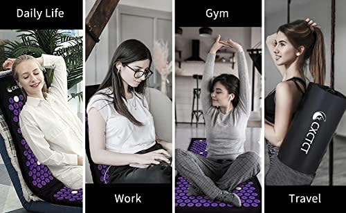 Extra Long Yoga Acupressure Mat Set,Massage Acupuncture Mat Large,Magnetic Mat Acupressure Body mat and Pillow for Neck Back Pain Relief(Grey)