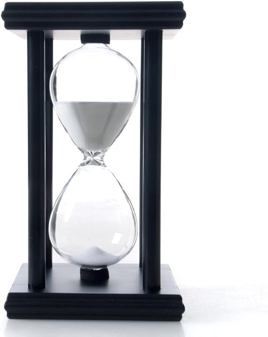 60 Minutes Hourglass, Wood Sand Timer, White | 4 x 4 x 8 inch Sand Clock