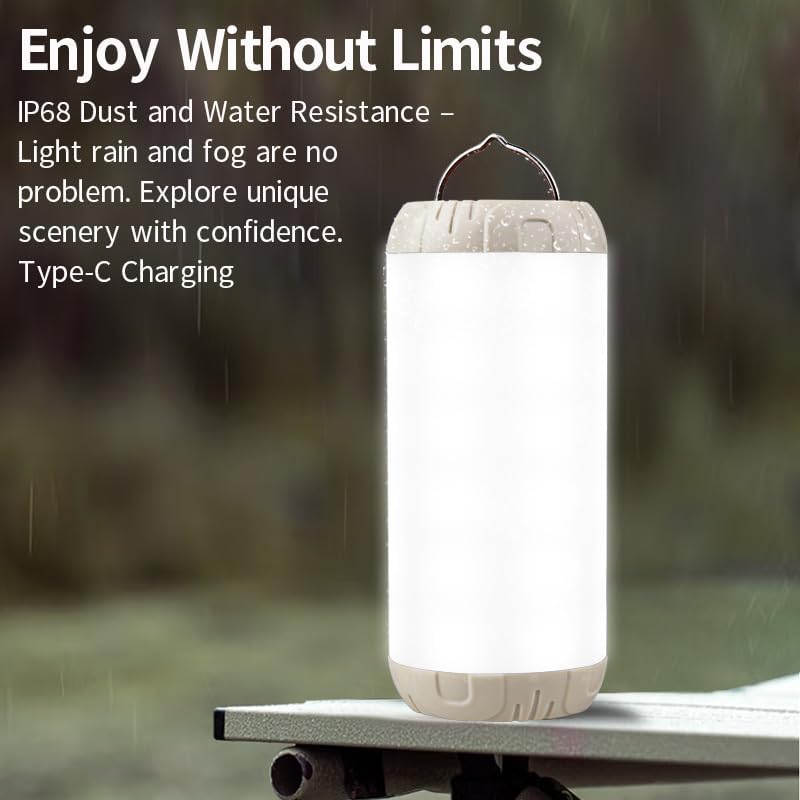 Rechargeable Camping Lantern, 1200 Lumens Ultra Bright Portable LED Lantern, Up to 80 Hours Runtime, IP68 Waterproof, 3 Light Modes + SOS Emergency Light for Power Outages, Hiking, Hurricane