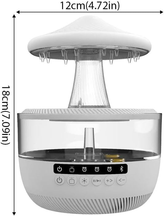 Cloud Rain Humidifier with Bluetooth Speaker for Bedroom with Soothing Rain Sounds,350ml Cool Mist Aromatherapy Diffuser with RGB Night Lights, Timer & White Noise for Sleep & Relaxation (White)