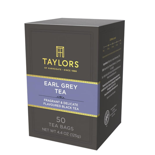 Taylors of Harrogate Earl Grey, Black Tea, Pillow Bags, 50 Count (Pack of 1), Fragrant, Delicate & Light, Caffeinated, Enjoy Hot or Iced, 50 Teabags