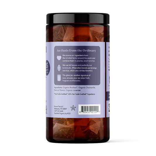 Paromi Chamomile Lavender Rooibos Organic Tea, Signature Jar, 15 Count