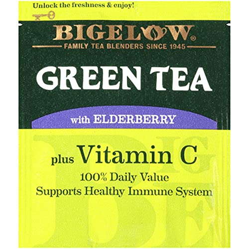 Bigelow Tea Green Tea with Elderberry Plus Vitamin C, 18 Count (Pack of 6)