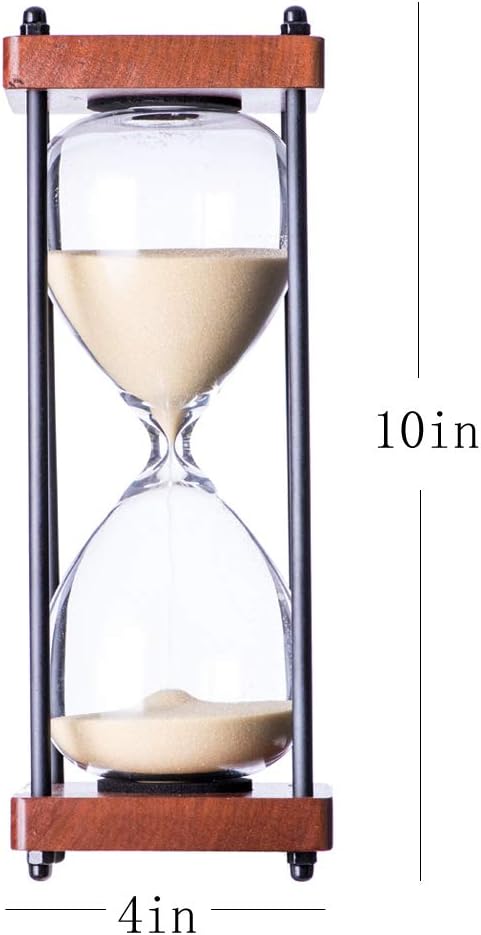 Large Hourglass Timer 60 Minute, Decorative Wooden Sandglass, Black