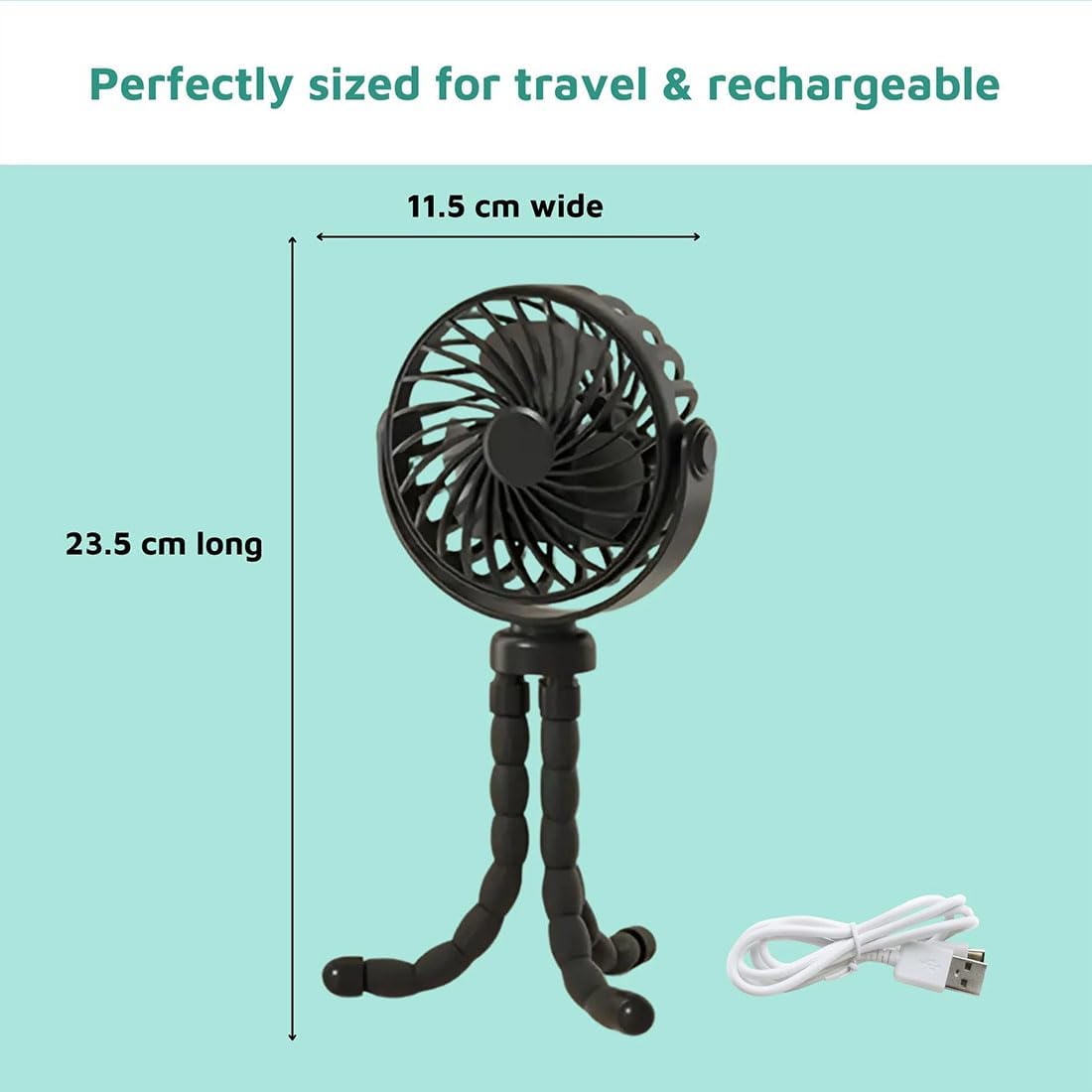 Rechargeable Octopus Pram & Stroller Fan - Keep Baby Cool on the Go 360° adjustable USB rechargeable stroller fan with flexible tripod legs for prams, cribs, travel and everyday cooling (Pink)