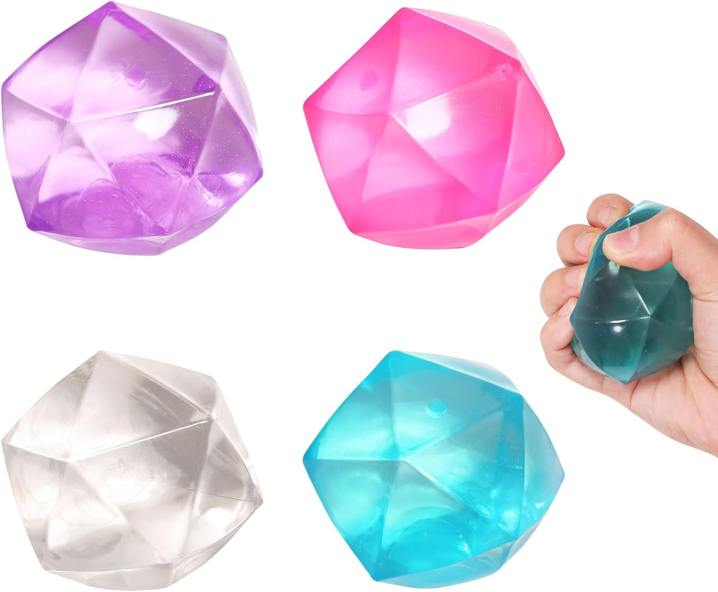 8pc Mini Small 1.4 Masonry Ice Squishy Stress Balls Diamond Anxiety Relief Slow Rise-Fidget Toy for Kids Classroom, Calming Toys Anxiety Children Teens