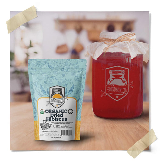 Fermentaholics Organic Hibiscus Tea Loose Leaf Herbal and Tisanes – USDA Organic & OU Kosher, Premium Tea Leaves for Hot or Iced Tea, Kombucha Brewing and Flavoring