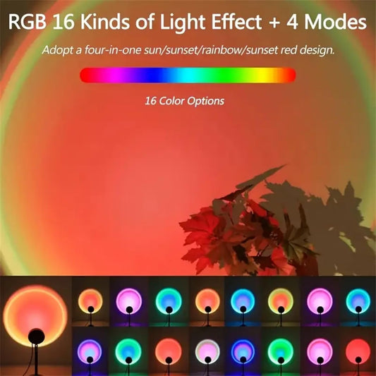 Sunset Lamp Projector, Rainbow Projection Led Lights with Remote, 16 Colors Multicolor Changing LED Night Light, Sunlight Light for Photography Selfie Party, Home Bedroom Decor Xmas Gifts for Women
