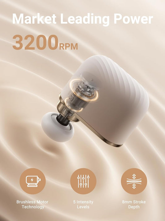 Modi Mini Massage Gun | Portable Powerful 3200RPM Handheld Massager | High Intensity Muscle Massager | Massage Gun Deep Tissue | Lightweight Percussion Body Massager Gun Relief | Airplane Safe