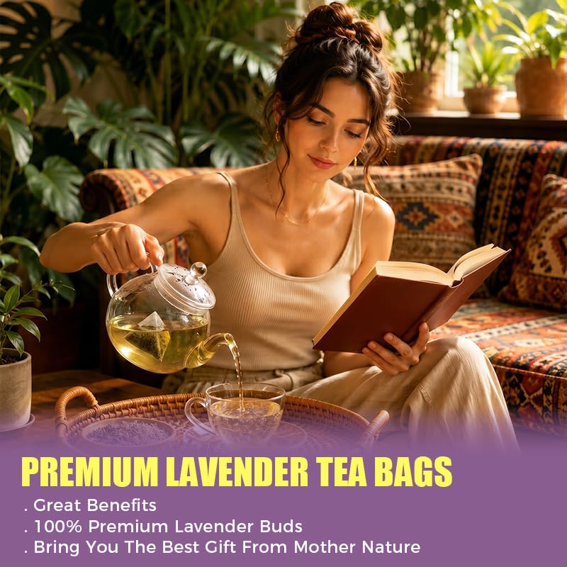 Lavender Tea Bags, 40 Count, 2.82 oz (80g), Corn Fiber Pyramid Sachets