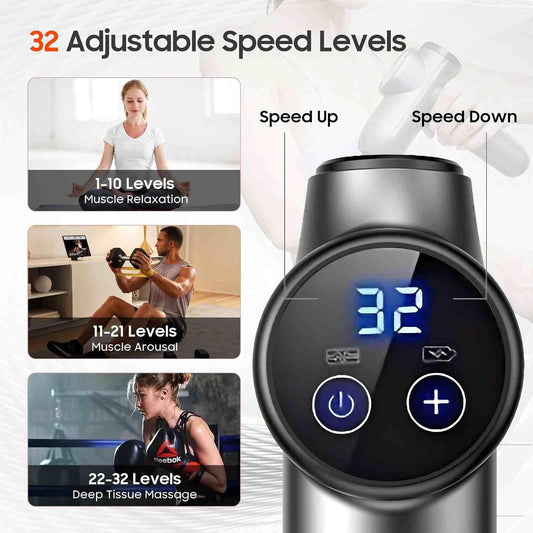 Massage Gun with Heat, Powerful Warming Massage, Home & Travel,Grey