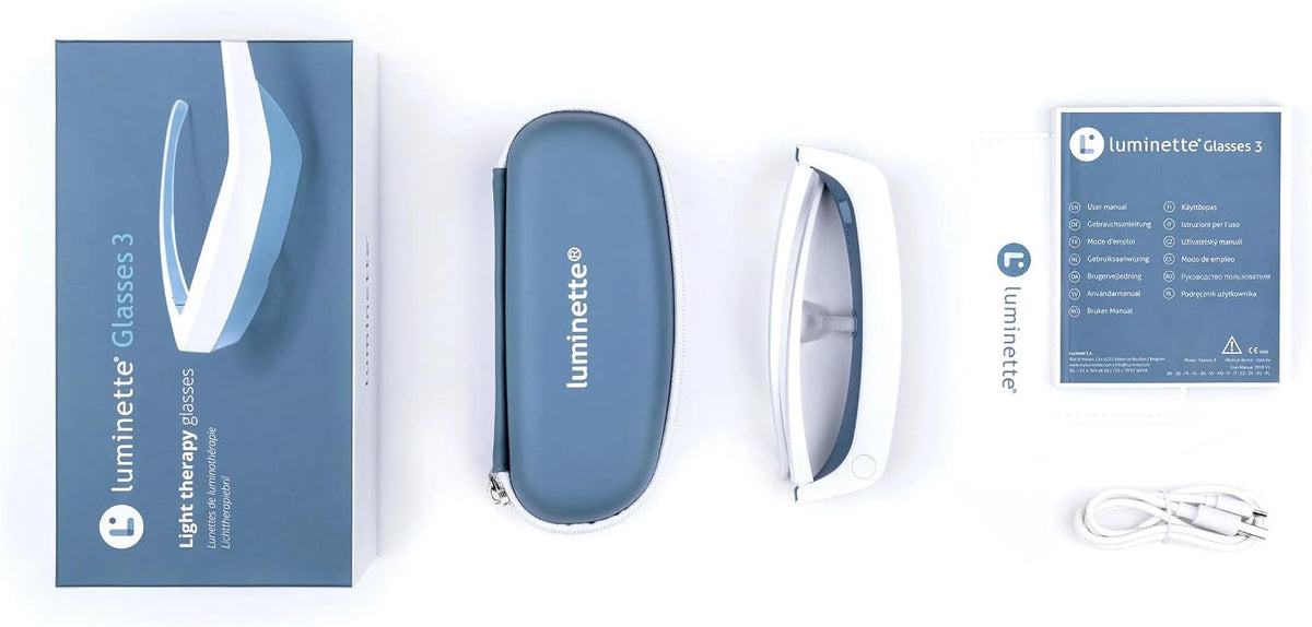 luminette 3 Light Therapy Glasses - Wearable Light Therapy Lamp - Natural Relief for Sleep Problems, Seasonal Mood Disorders & Jet lag - Portable Daylight Lamp (Blue)