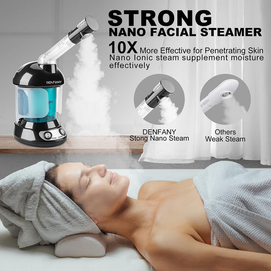 DENFANY Facial Steamer with Ozone Extendable 360° Arm - for Home or Salon