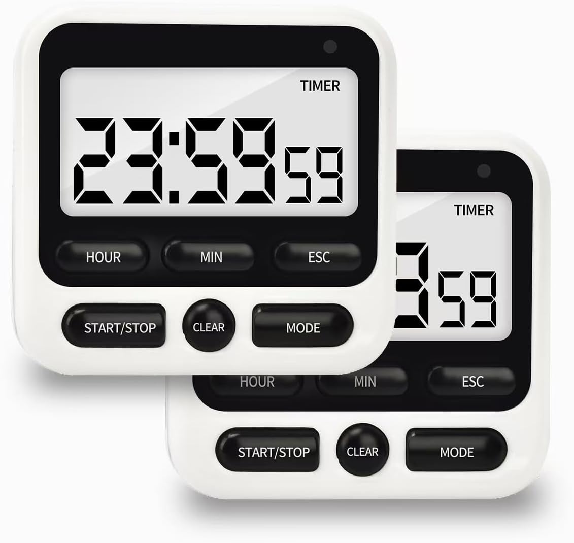 NKOVE Digital Kitchen Timer 24 Hour Clock and Alarm Function with Silent or Alarm Manual Switching Count UP or Down and Memory Function for Cooking, Baking, Meeting