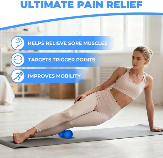 KYKJEYDD Peanut Massage Ball - Double Lacrosse Ball for Deep Tissue Massage & Myofascial Release, Medium Density Trigger Point Therapy Tool for Muscle Pain Relief, Neck, Back, Feet Father Day Gift