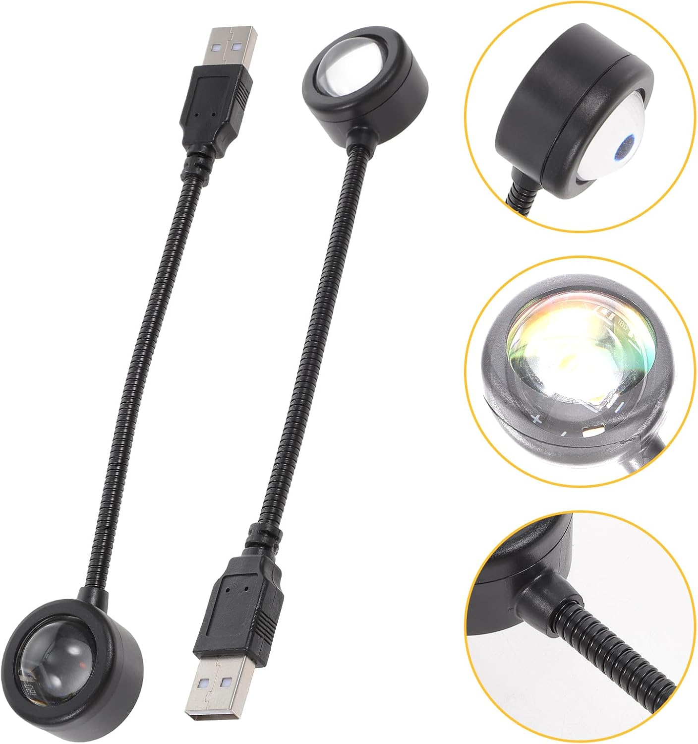 Alipis USB Powered Sunset Projection Lamp 2 Pack Portable Night Light for Bedroom Living Room Car Party with High Brightness Led and Heat Dissipation Lens
