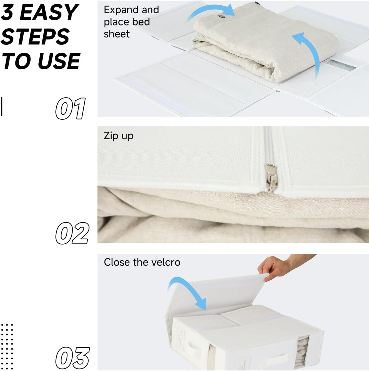 Simple&Opulence 2 Pack Bed Sheet Organizers and Storage (Queen & King Size), Foldable Sheet Set Organizer for Linen Closet, Folding Bedding Storage Box for Bedsheet Duvet Cover, Linen