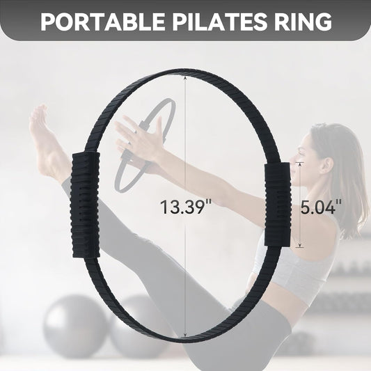 Pilates Ring, 13.5" Silicone Magic Pilates Fitness Circle with Dual Grip, Lightweight & Durable Flexible Resistance Exercise Equipment for Toning Arms, Thighs, Legs, Core
