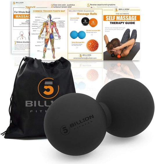 5BILLION FITNESS Peanut Massage Ball,Double Lacrosse Ball and Mobility Massage Ball for Physical Therapy - Deep Tissue Massage Tool for Myofascial Release, Muscle Relaxer, Acupoint Massage (Purple)