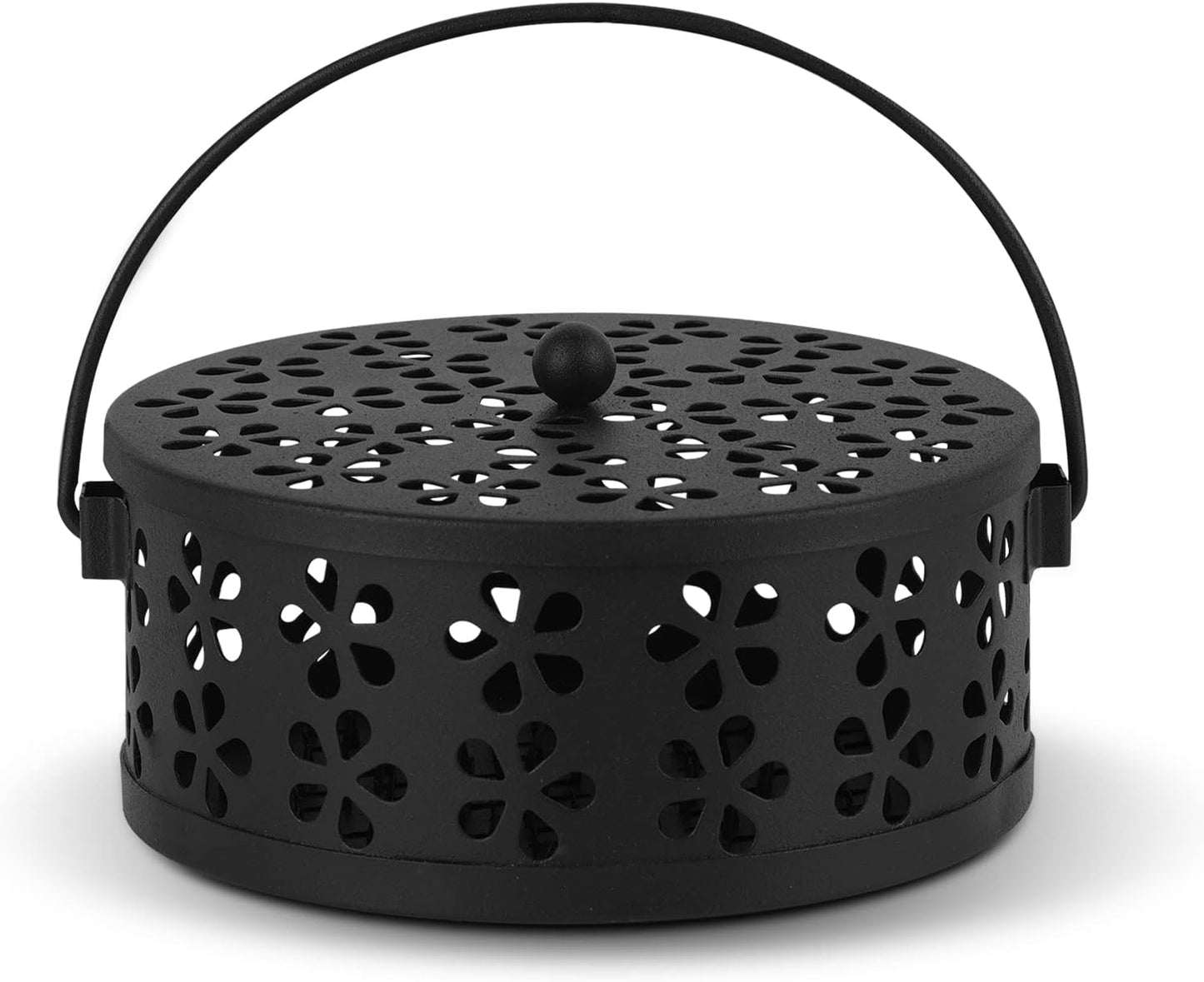 Portable Iron Mosquito Coil Holder with Handle for Outdoor, Bronze