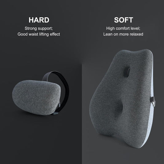 Adjustable Lumbar Support Pillow for Office Chair Improve Lower Back Pain Relief & Sitting Posture Back Support Pillow with Adjustable Slider Ergonomic Memory Foam Back Cushion for Long Sitting(1 Pcs)