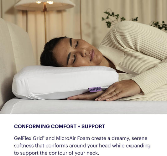 Purple DreamLayer Pillow - Standard Size - Cooling Memory Foam Alternative Neck Pillow, Soft Contour-Hugging GelFlex Grid and MicroAir Foam, Adjustable Loft, Pressure-Relieving Support