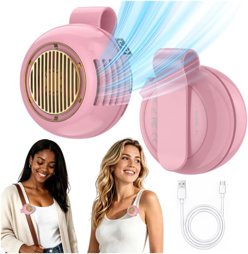2Pack Portable Clip-On Fan for Shirt, 2.8 oz Lightweight Palm-Size Mini Fan