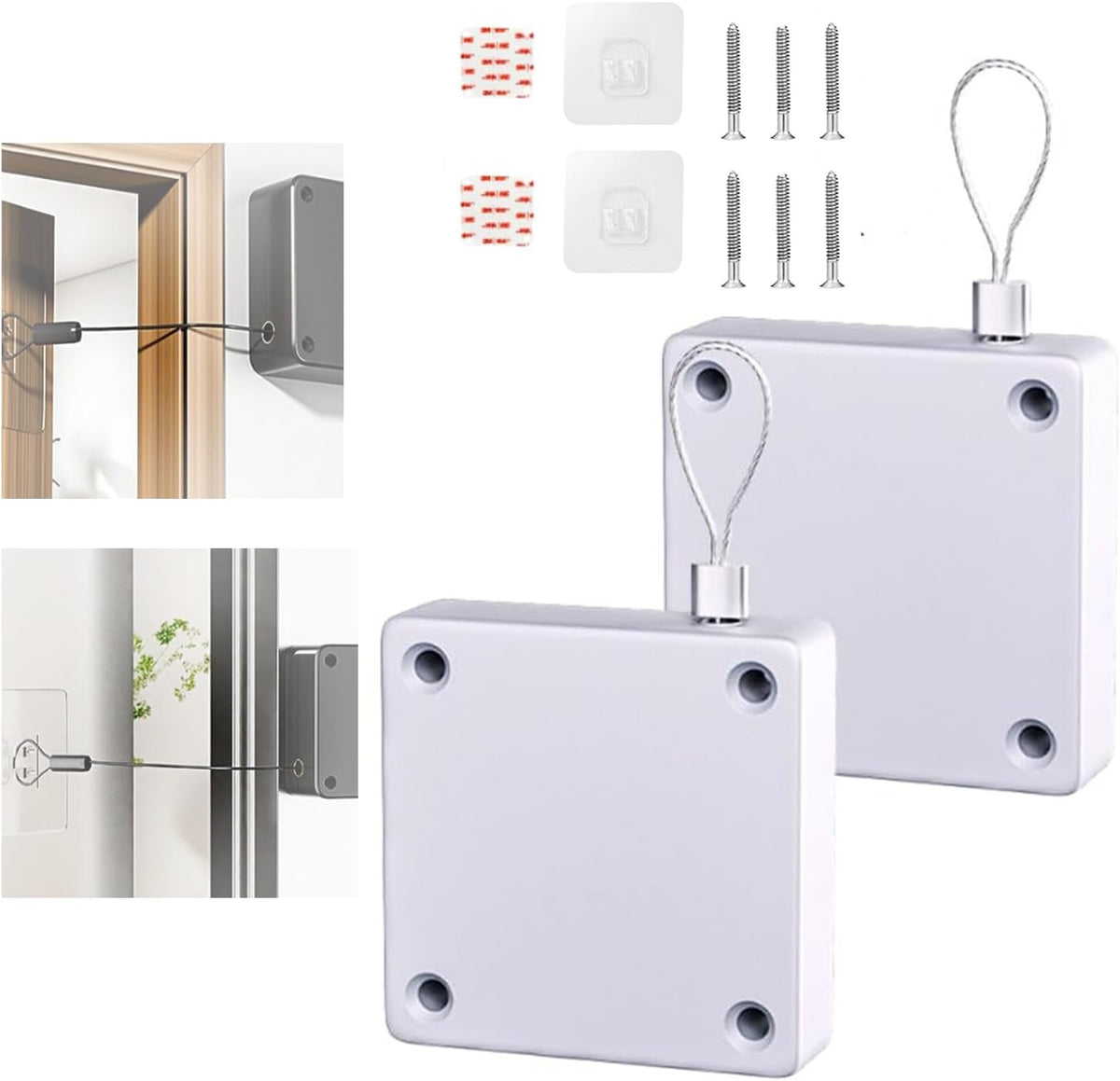 Automatic Curtain Opener, Shower Curtain Closer, 1500g Punch-Free Sensor Door Closer with 1.2m Drawstring for Bathroom, Bedroom (Black*)