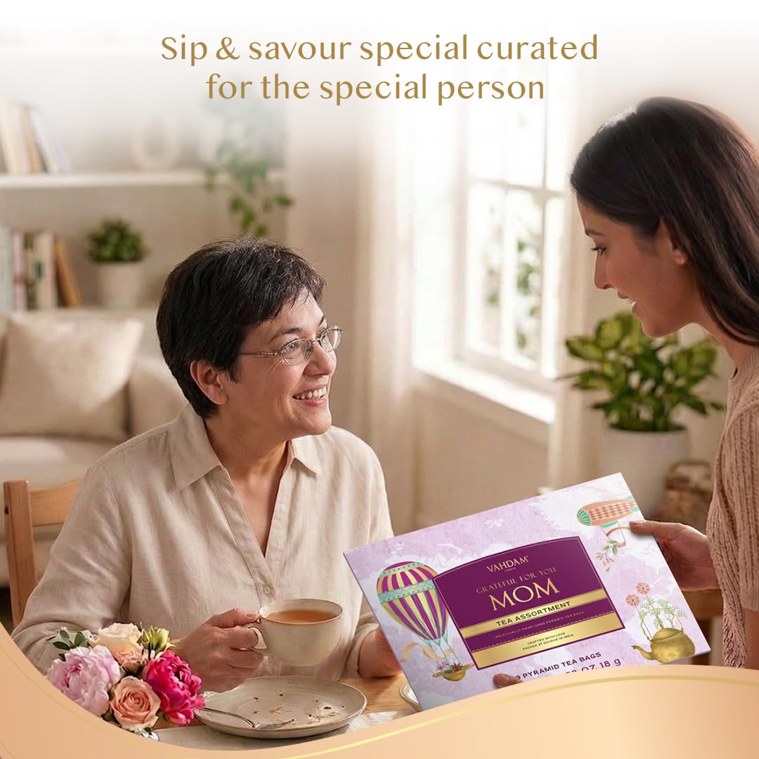 Limited Edition - Mothers Day Gifts for Mom from Son, Daughter | Assorted Tea Gift Set - 9 Tea Variety Pack | Long Leaf Pyramid Tea Bags | Mothers Day Gifts for Mom/Grandmother | VAHDAM