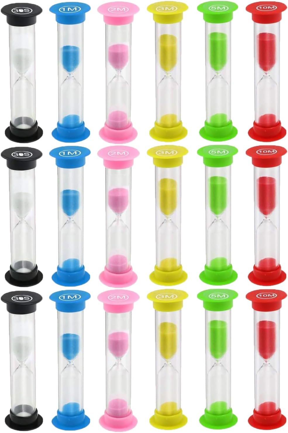 Sand Timer, KISEER 6 Pcs Colorful Hourglass Sandglass Sand Clock Timers Set 30sec / 1min / 2mins / 3mins / 5mins / 10mins for Brushing Children's Teeth, Cooking, Game, School, Office