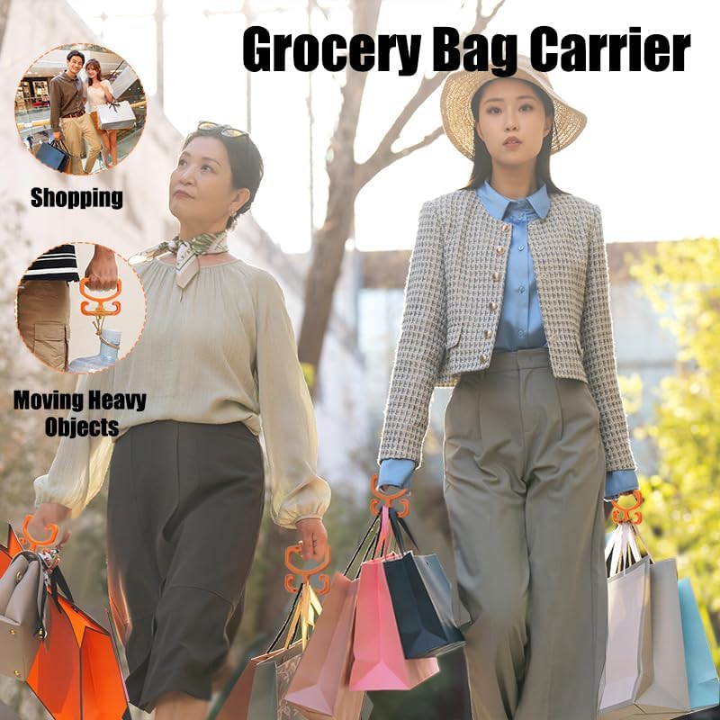 2 Pack Grocery Bag Carrier, Grocery Bag Holder Shopping Bag Holder Each Holds Up to 80lbs Durable Heavy-Duty Rack Comfortable Grip