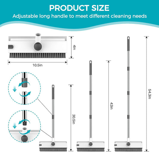 SetSail Floor Scrub Brush with 54in Adjustable Long Handle, Grey&White