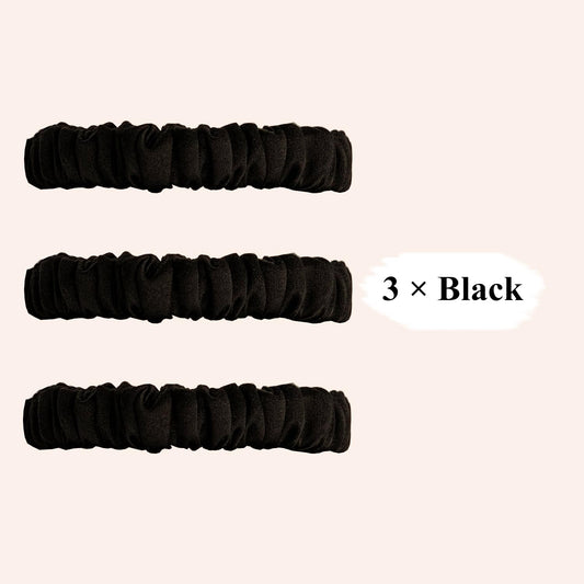 VLOMOT 3 Pcs Set 100% Pure Mulberry Silk Hair Scrunchies Hair Ties with 3 Chic Colors Everyday Skinny Scrunchies Silk Ponytail Holders Hair Care No Damage (Blue)