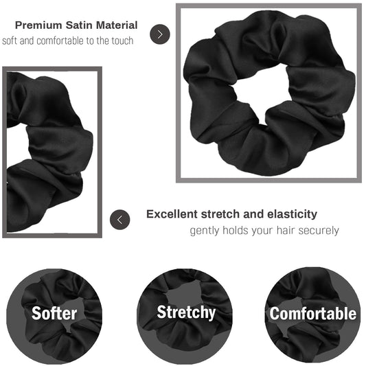 IVARYSS Satin Scrunchies for Women, Soft Than Silk for Hair, Fashion Ties and Bands for Thin | Thick Hair Styling, 16 Pack (Neutral Color)